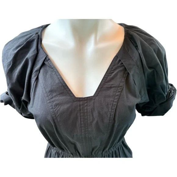 Drawstring Tiered Midi Dress in Charcoal Gray - Picture 3 of 5
